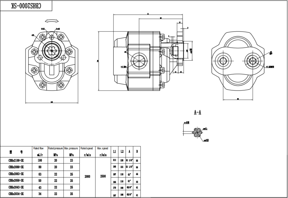 CBHST1-UNI-63 63 cc/rev Bomba hidráulica de engranajes drawing image