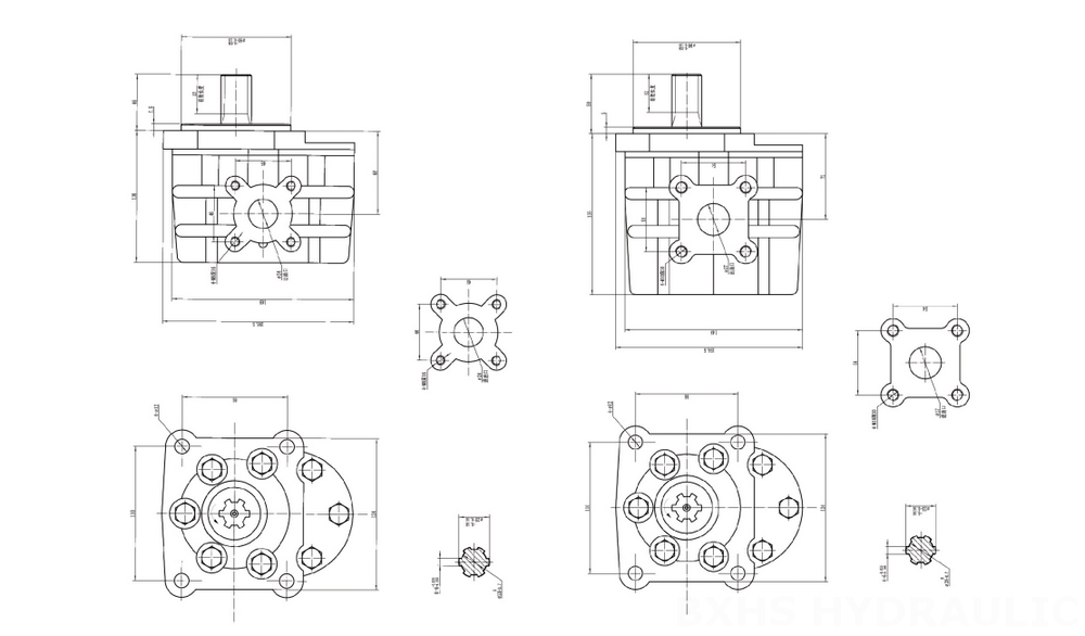 NSH-10 10 cc/rev Bomba hidráulica de engranajes drawing image