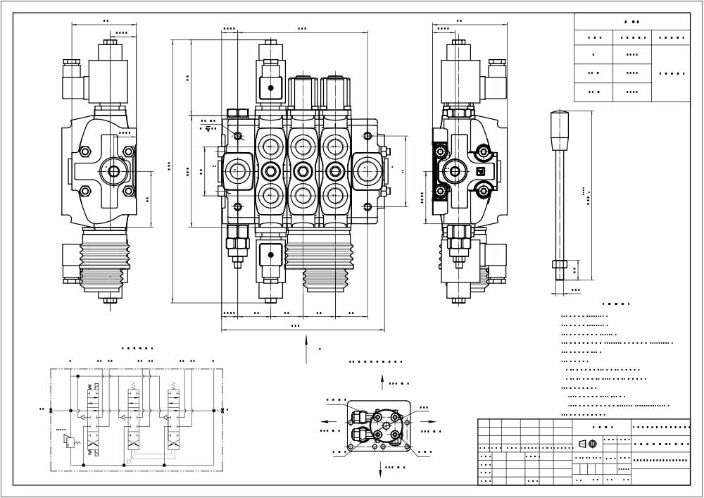 SD8 Solenoide y joystick 3 carretes Válvula direccional seccional drawing image