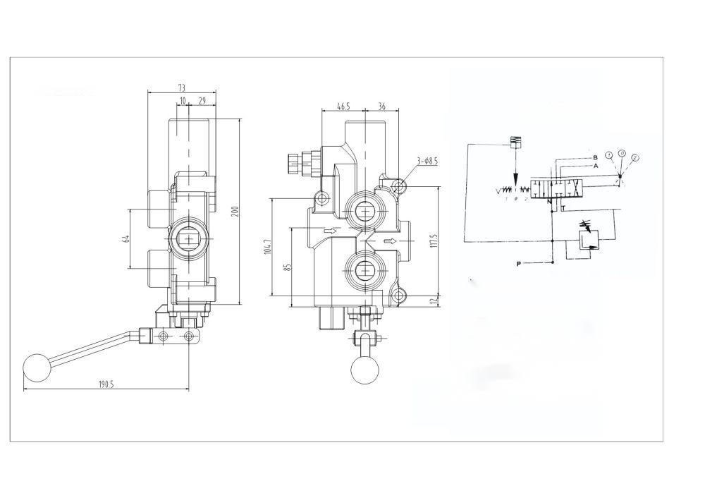 P81 Manual 1 carrete Válvula de partidor de troncos drawing image