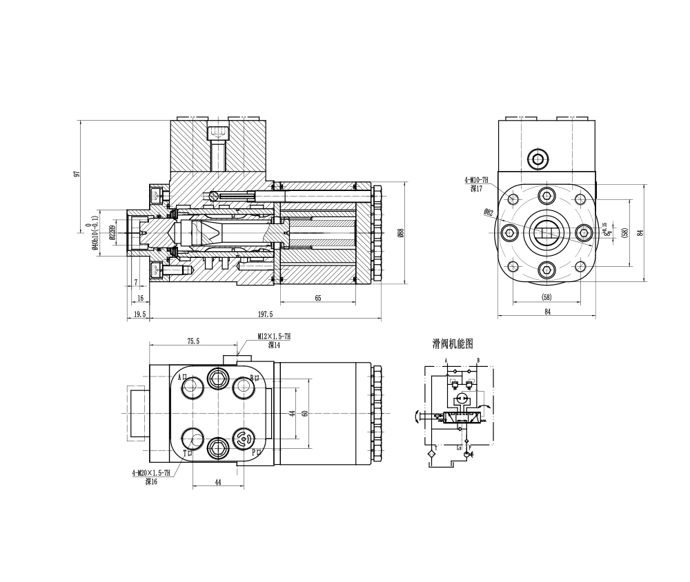 BZZ5-E500C 500 ml/r 38 L/min Unidad de Dirección drawing image
