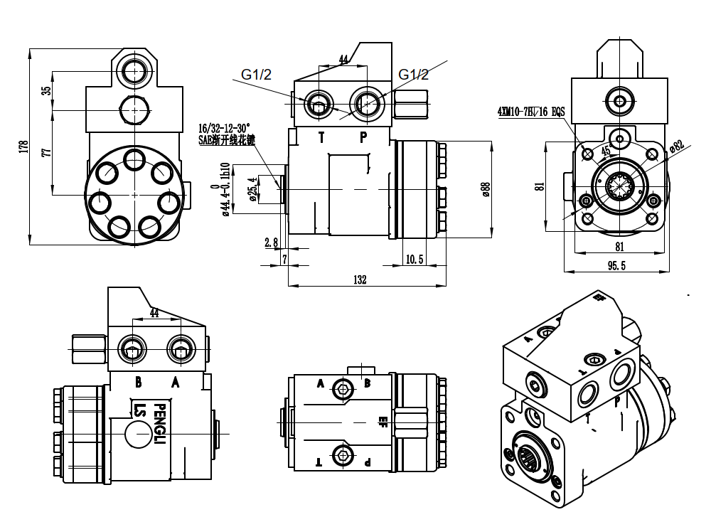 101S-5T-100-PV80 100 ml/r 10 L/min Unidad de Dirección drawing image