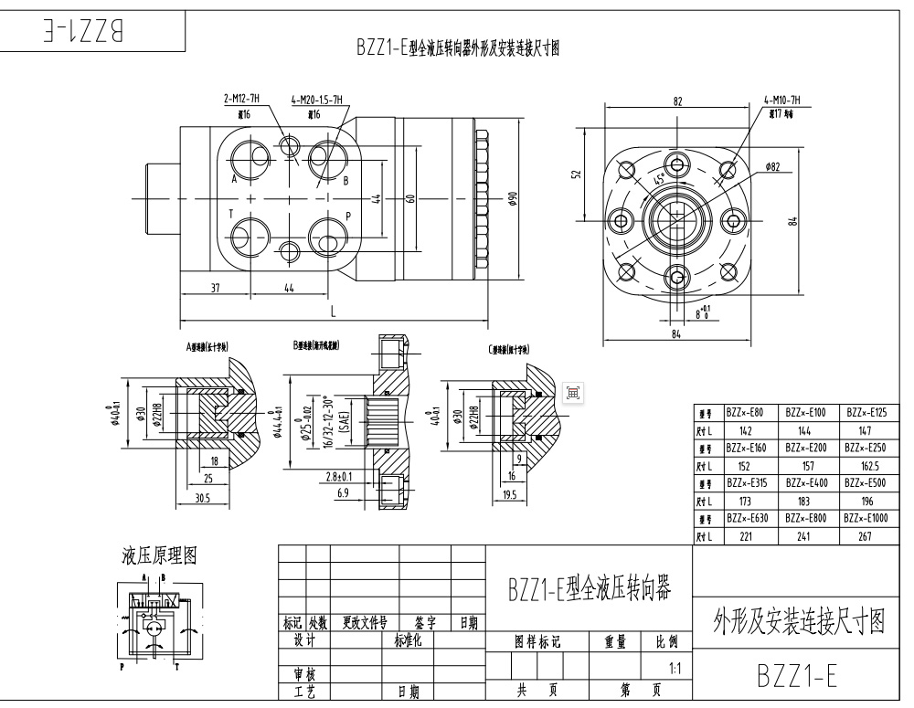 BZZ1-E160B 160 ml/r 12 L/min Unidad de Dirección drawing image