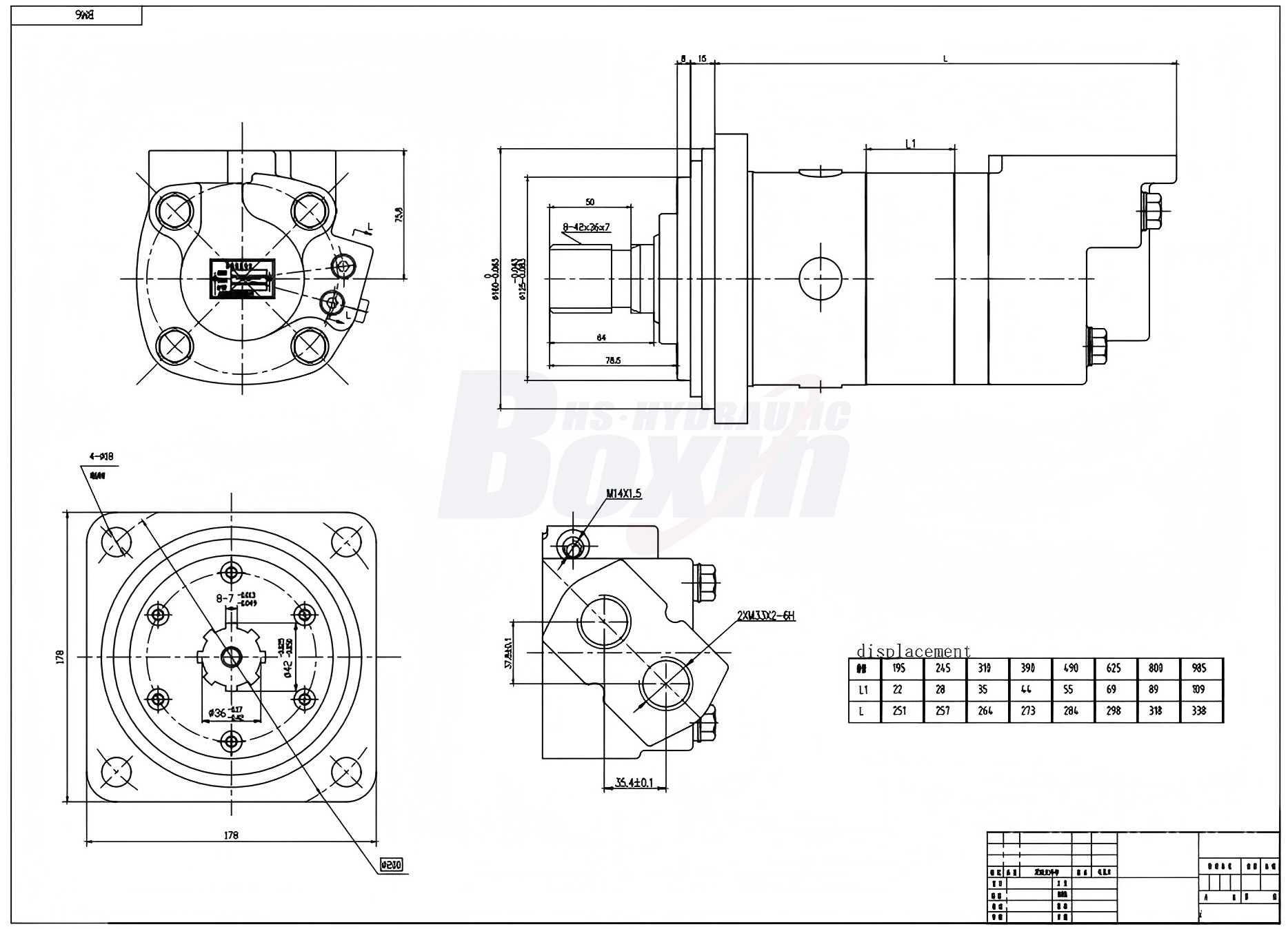 Motor Hidráulico Cicloidal BM6-2 245 cc/r 150 Lpm Motor Hidráulico drawing image