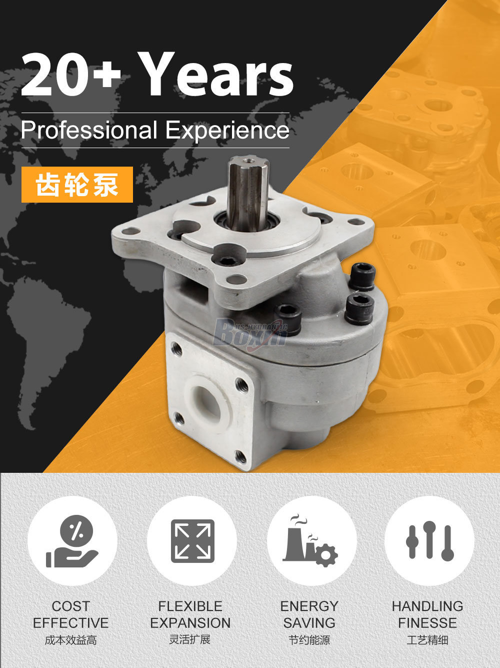 CBHS-F550 50 毫升/转 20 MPa (2900 psi) 液压齿轮泵
