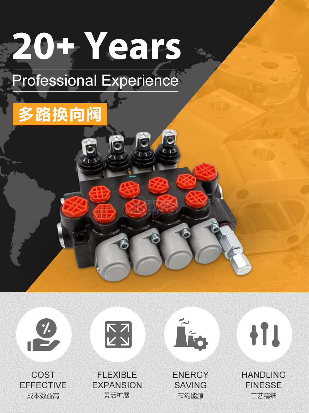 P40-G12-G38-OT,手动,4联,整体式方向控制阀 手控 4 联 整体式换向阀
