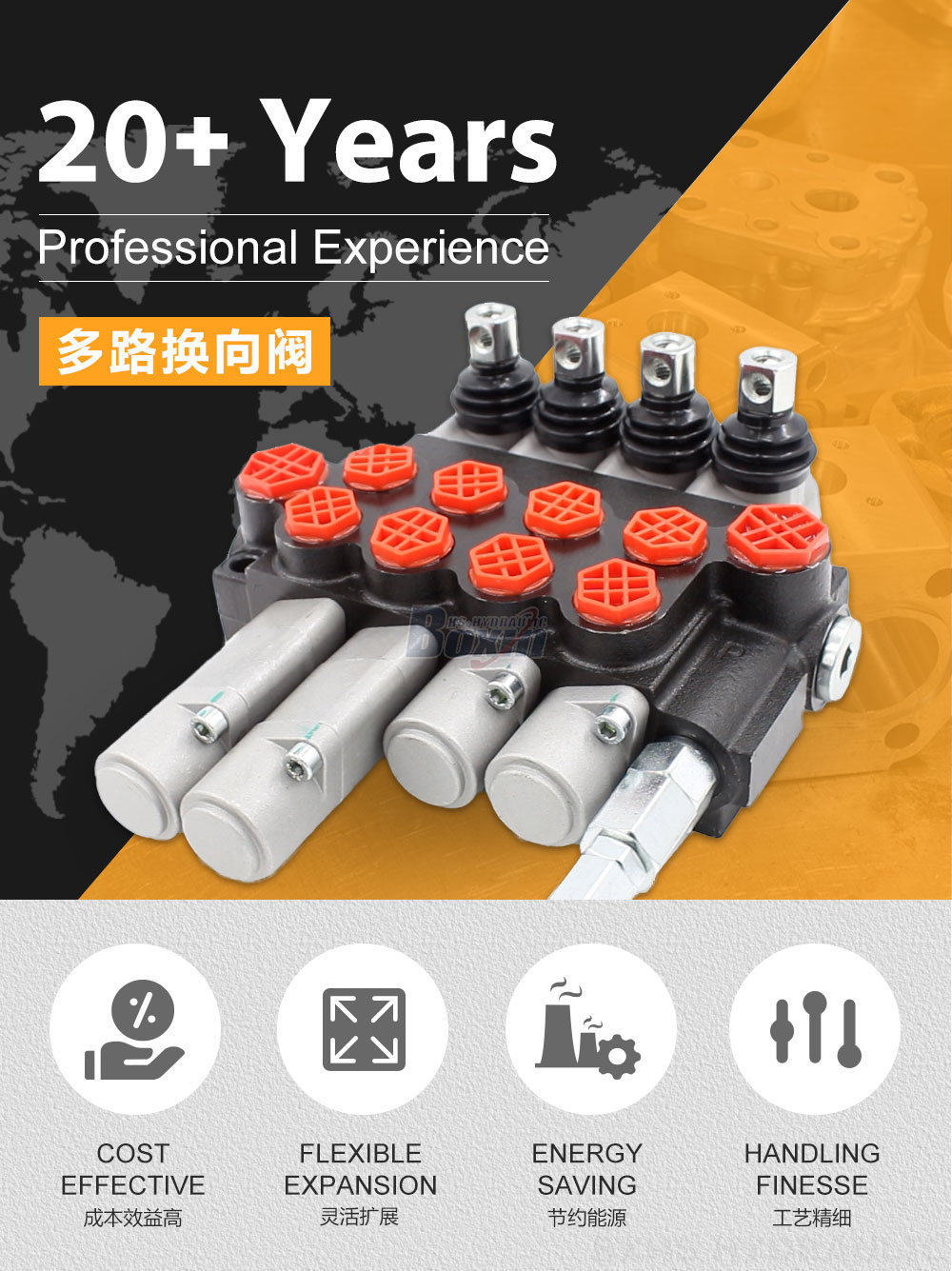 P40-G12-G38 手控 4 联 整体式换向阀