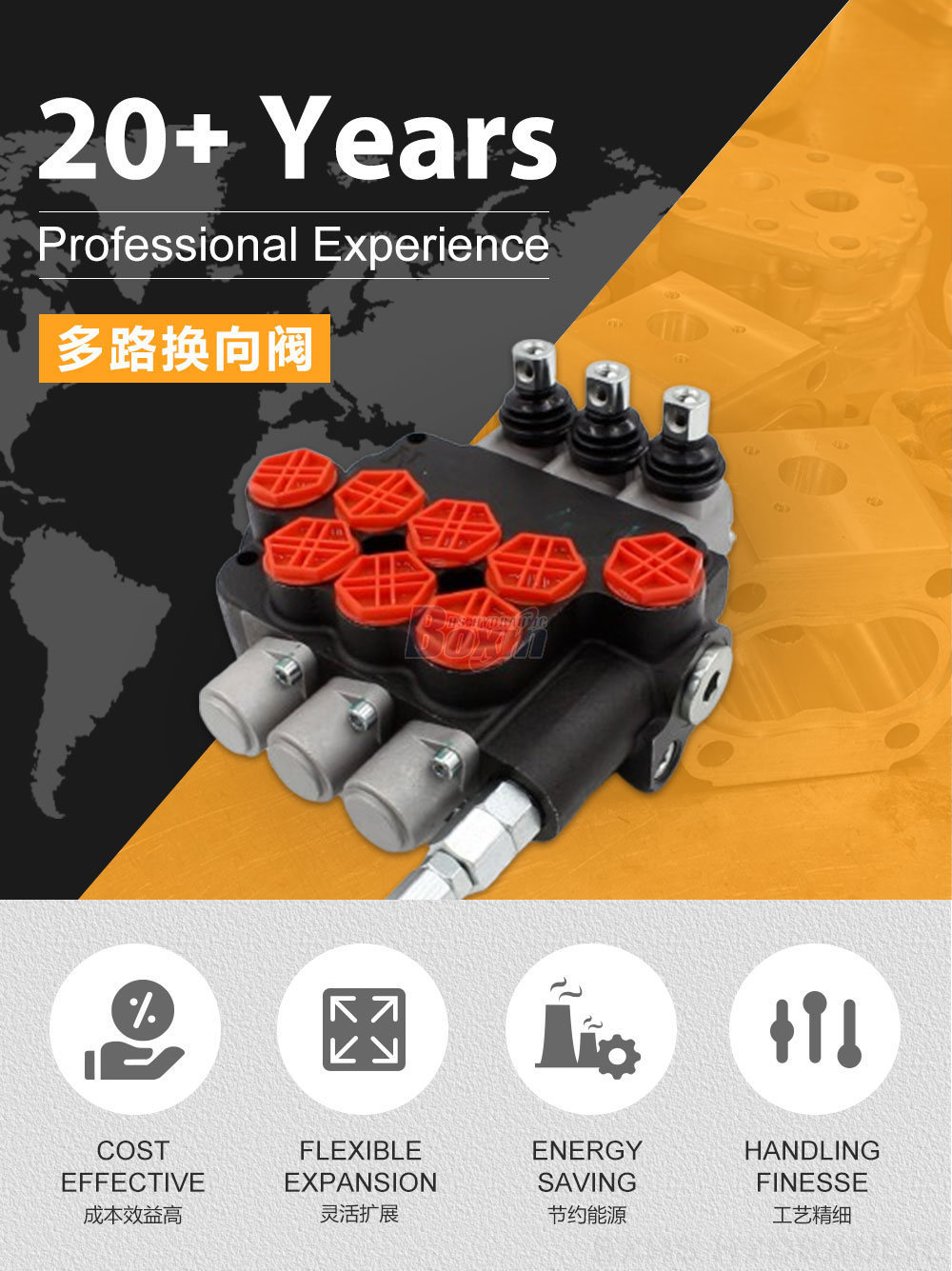P80-G34-OT 手控 3 联 整体式换向阀